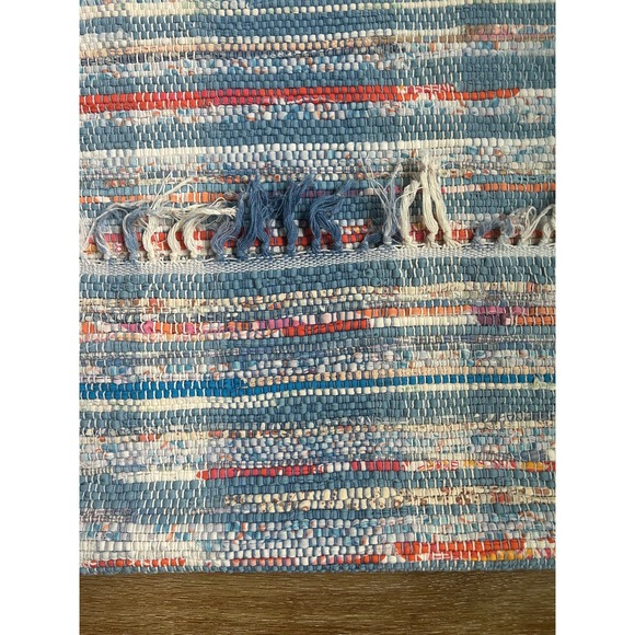 Cottagecore Rag Area Rug - 35 x 32 In - 100% Cotton - Hand Woven Rag Throw Rug - Picture 3 of 3